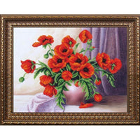 Bead embroidery kit Poppies DIY Beadwork Beading Bead stitching - DIY-craftkits