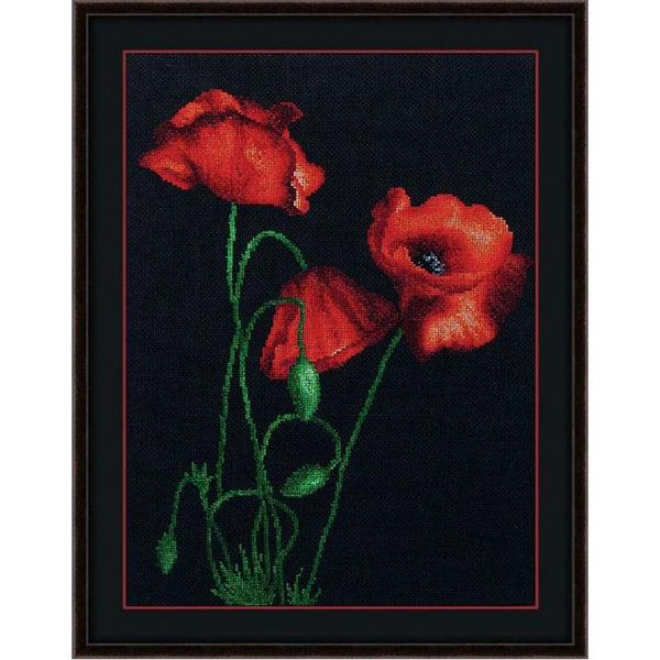Counted Cross stitch kit Poppies DIY Unprinted canvas - DIY-craftkits