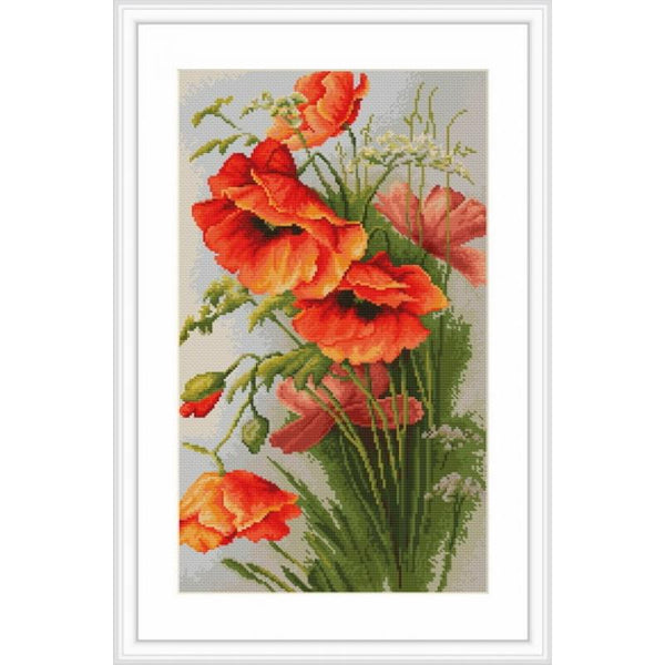 Counted Cross stitch kit Poppies Luca-S DIY Unprinted canvas - DIY-craftkits