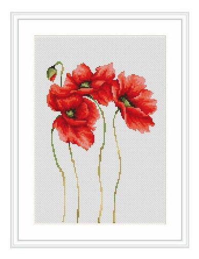 Counted Cross stitch kit Poppies Luca-S DIY Unprinted canvas - DIY-craftkits