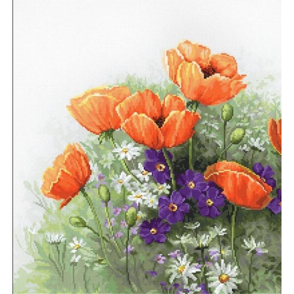 Counted Cross stitch kit Poppies Luca-S DIY Unprinted canvas - DIY-craftkits