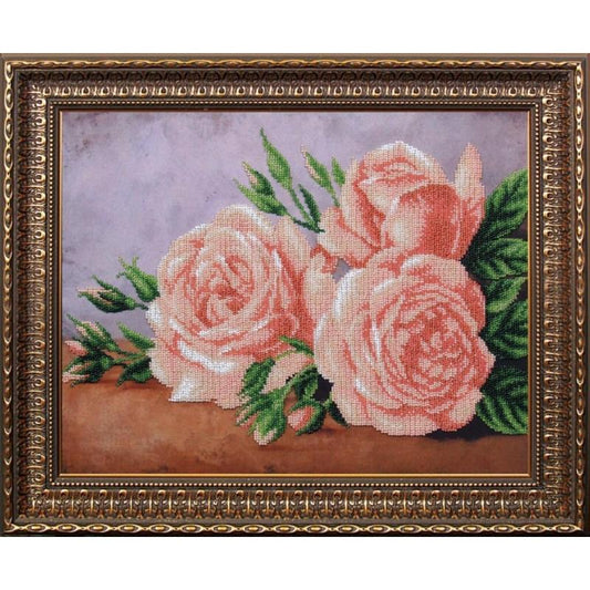 Bead embroidery kit Roses DIY Beadwork Beading Bead stitching - DIY-craftkits