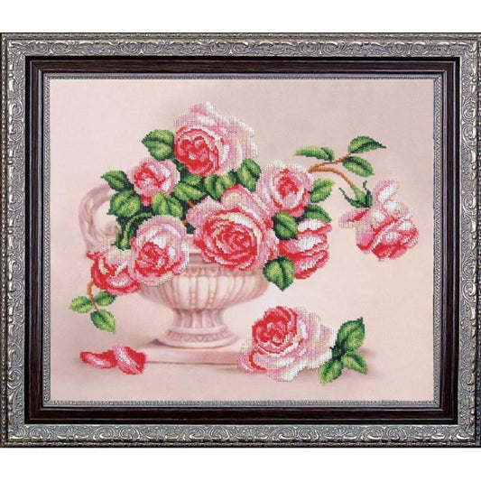 Bead embroidery kit Roses DIY Beadwork Beading Bead stitching - DIY-craftkits