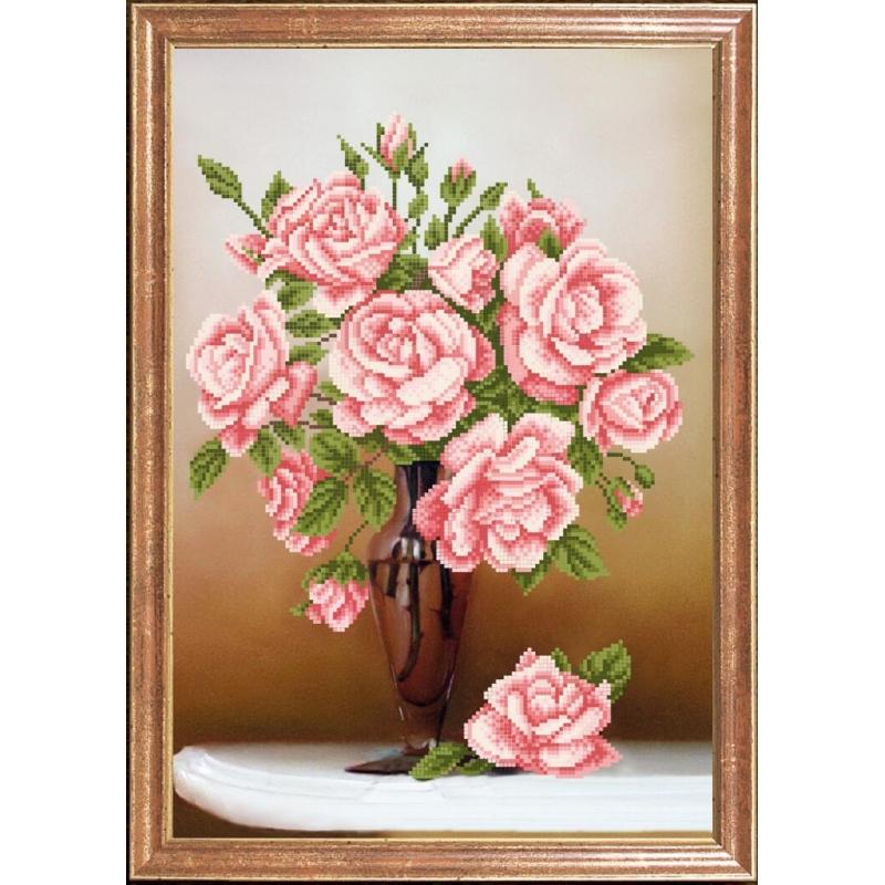 Bead embroidery kit Roses DIY Beadwork Beading Bead stitching - DIY-craftkits