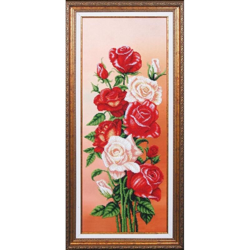 Bead embroidery kit Roses DIY Beadwork Beading Bead stitching - DIY-craftkits