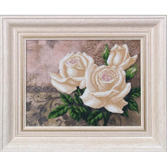 Bead embroidery kit Roses DIY Beadwork Beading Bead stitching - DIY-craftkits