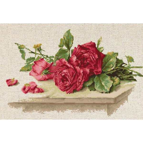 Counted Cross stitch kit Red roses Luca-S DIY Unprinted canvas - DIY-craftkits