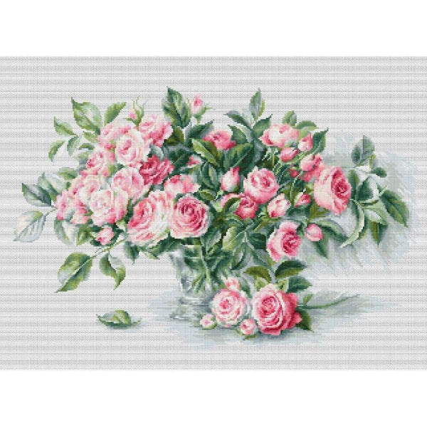 Counted Cross stitch kit Roses Luca-S DIY Unprinted canvas (Lugana) - DIY-craftkits