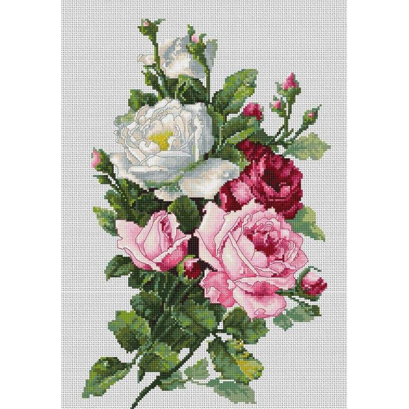 Counted Cross stitch kit Roses Luca-S DIY Unprinted canvas (Aida) - DIY-craftkits