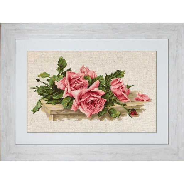 Counted Cross stitch kit Pink roses Luca-S DIY Unprinted canvas - DIY-craftkits