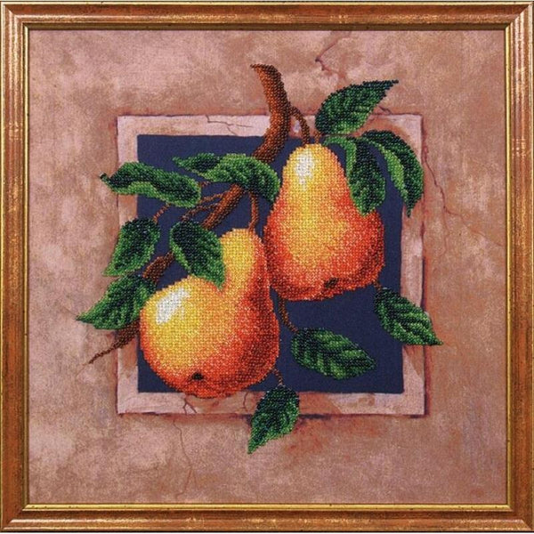 Bead embroidery kit Pears DIY Beadwork Beading Bead stitching - DIY-craftkits