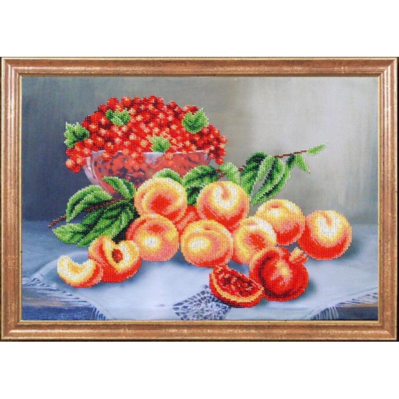 Bead embroidery kit Peaches DIY Beadwork Beading Bead stitching - DIY-craftkits