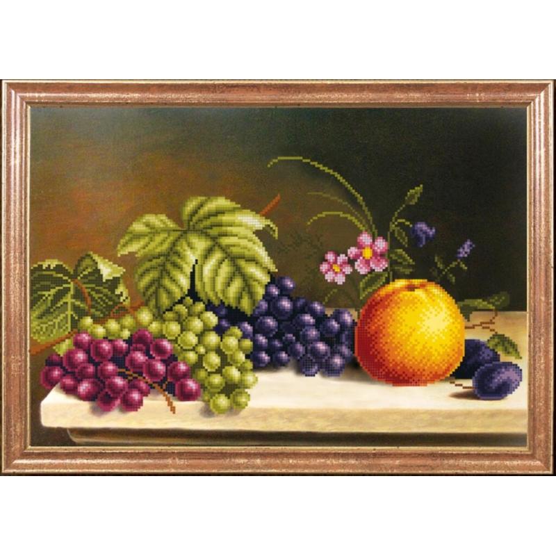 Bead embroidery kit Apple with grapes DIY Beadwork Beading Bead stitching - DIY-craftkits