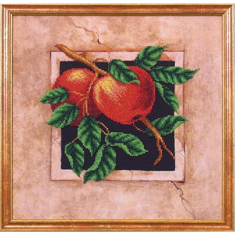 Bead embroidery kit Apples DIY Beadwork Beading Bead stitching - DIY-craftkits