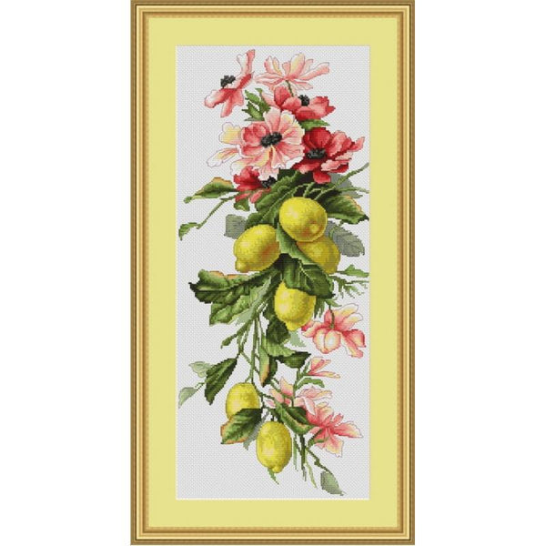 Counted Cross stitch kit Flowers and lemons Luca-S DIY Unprinted canvas - DIY-craftkits