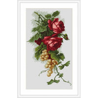 Counted Cross stitch kit Red roses with grapes Luca-S DIY Unprinted canvas - DIY-craftkits