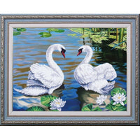 Bead embroidery kit Swans DIY Beadwork Beading Bead stitching - DIY-craftkits