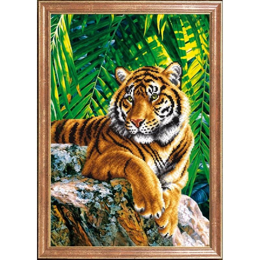 Bead embroidery kit Tiger DIY Beadwork Beading Bead stitching - DIY-craftkits