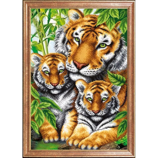 Bead embroidery kit Tigers DIY Beadwork Beading Bead stitching - DIY-craftkits