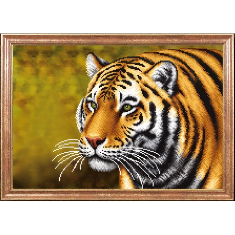 Bead embroidery kit Tiger DIY Beadwork Beading Bead stitching - DIY-craftkits