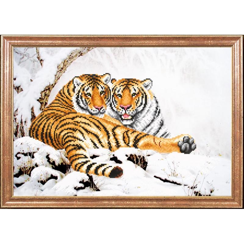 Bead embroidery kit Tigers DIY Beadwork Beading Bead stitching - DIY-craftkits