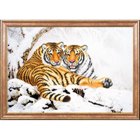 Bead embroidery kit Tigers DIY Beadwork Beading Bead stitching - DIY-craftkits