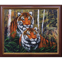 Bead embroidery kit Tigers DIY Beadwork Beading Bead stitching - DIY-craftkits