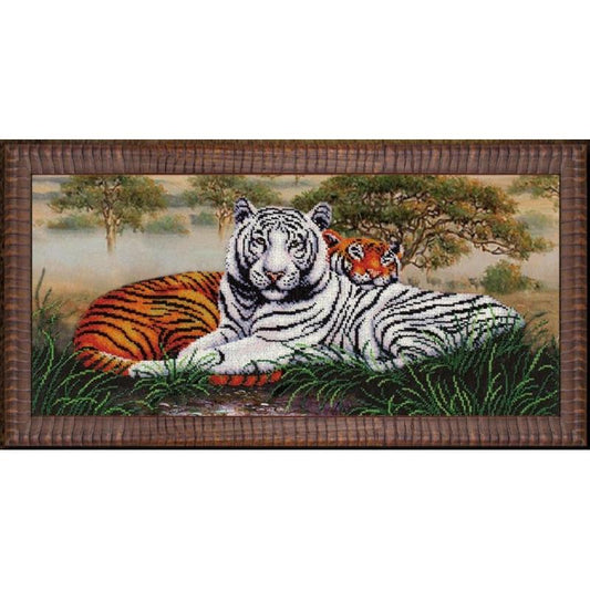 Bead embroidery kit Tigers DIY Beadwork Beading Bead stitching - DIY-craftkits