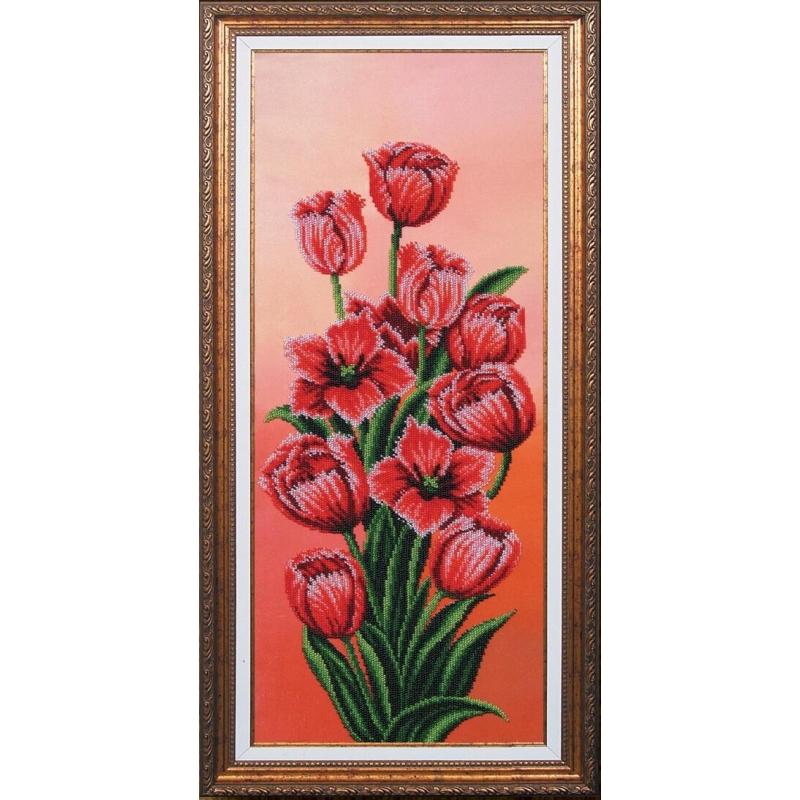 Bead embroidery kit Tulips DIY Beadwork Beading Bead stitching - DIY-craftkits