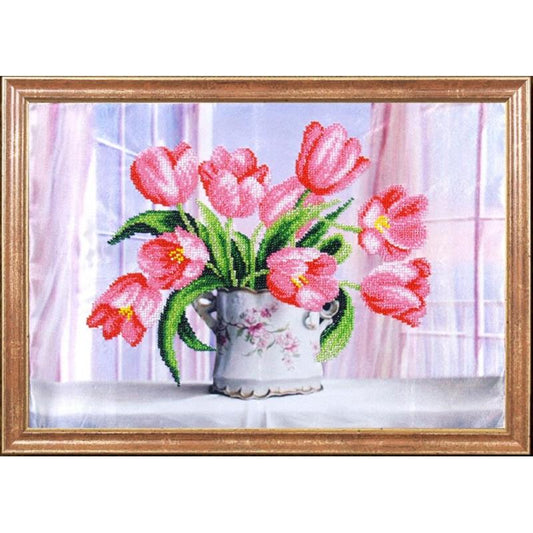 Bead embroidery kit Tulips DIY Beadwork Beading Bead stitching - DIY-craftkits