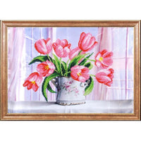 Bead embroidery kit Tulips DIY Beadwork Beading Bead stitching - DIY-craftkits