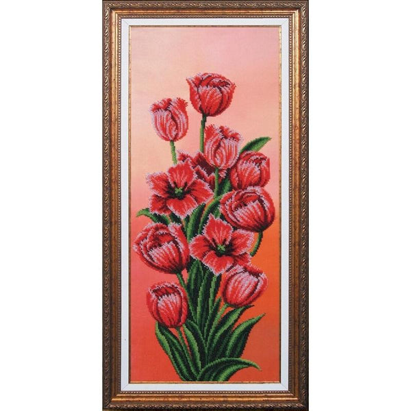 Bead embroidery kit Tulips DIY Beadwork Beading Bead stitching - DIY-craftkits