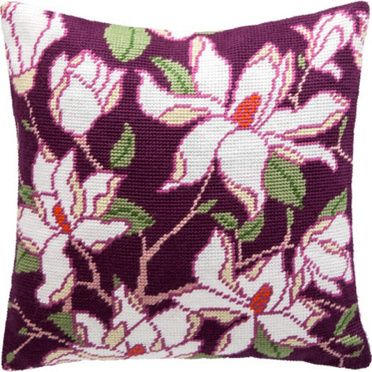 Tapestry Needlepoint pillow kit "Magnolia" DIY Printed canvas - DIY-craftkits