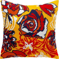 Tapestry Needlepoint pillow kit "Flowers" DIY Printed canvas - DIY-craftkits