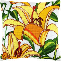 Tapestry Needlepoint pillow kit "Lilies" DIY Printed canvas - DIY-craftkits