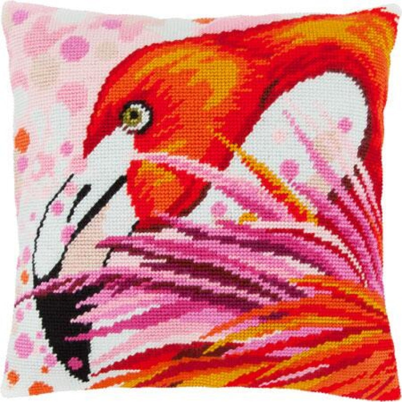 Tapestry Needlepoint pillow kit "Flamingo" DIY Printed canvas - DIY-craftkits