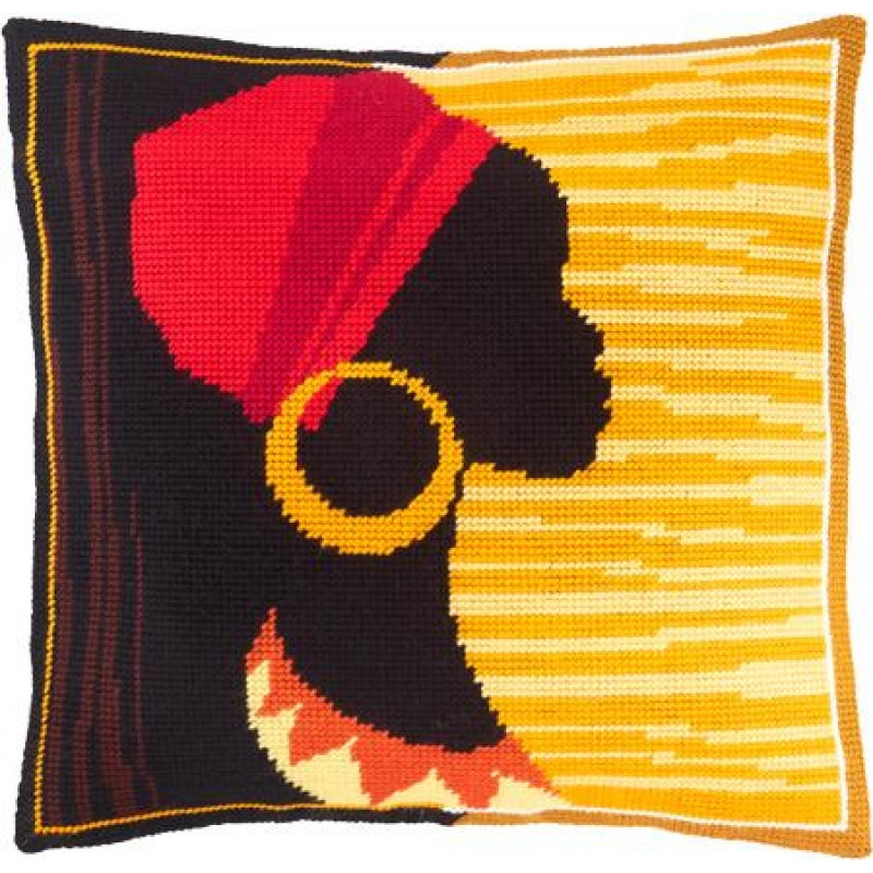 Tapestry Needlepoint pillow kit "Africa" DIY Printed canvas - DIY-craftkits