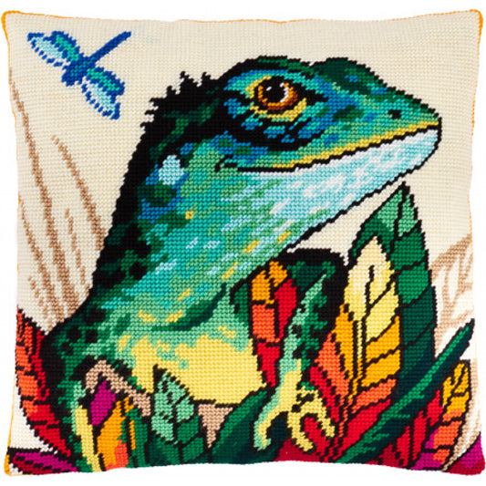 Tapestry Needlepoint pillow kit "Lizard" DIY Printed canvas - DIY-craftkits