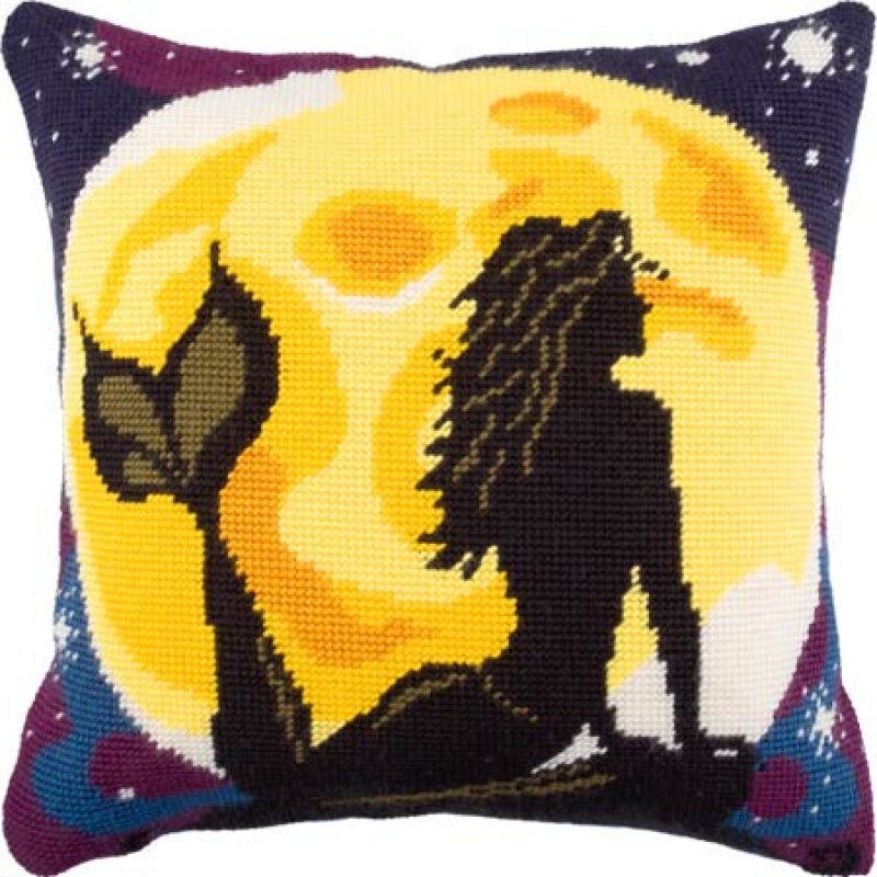 Tapestry Needlepoint pillow kit "Mermaid" DIY Printed canvas - DIY-craftkits