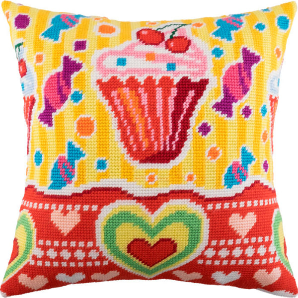 Tapestry Needlepoint pillow kit "Sweet life" DIY Printed canvas - DIY-craftkits