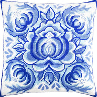 Tapestry Needlepoint pillow kit "Gzhel" DIY Printed canvas - DIY-craftkits