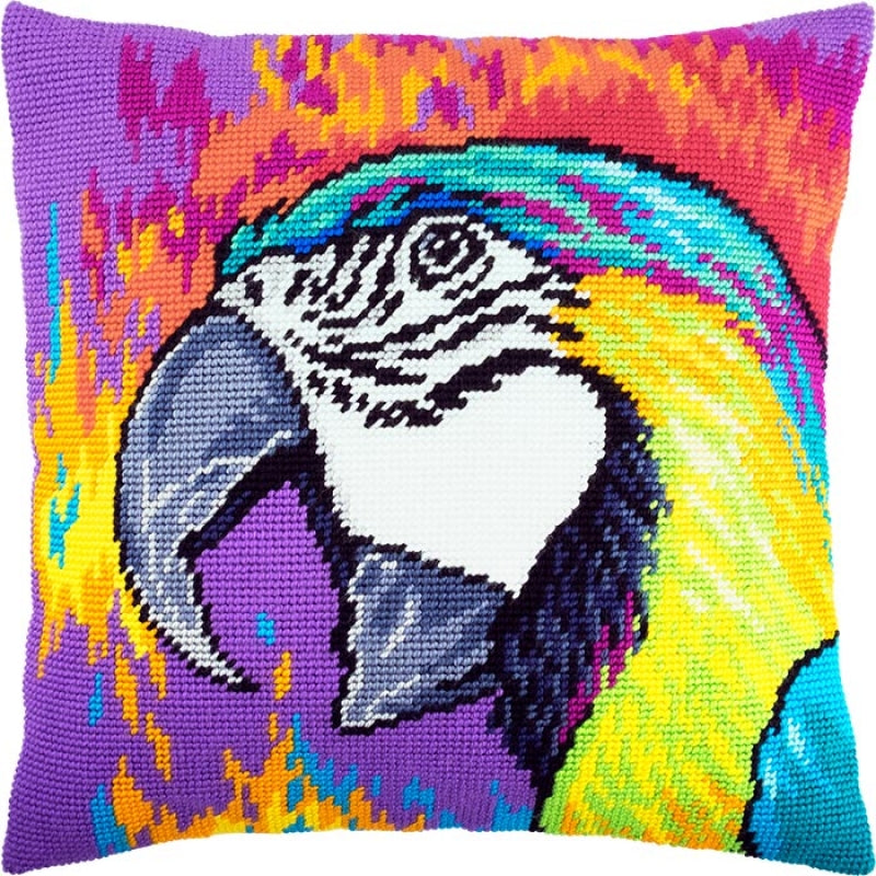 Tapestry Needlepoint pillow kit "Parrot" DIY Printed canvas - DIY-craftkits