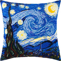 Tapestry Needlepoint pillow kit "Starlight Night" DIY Printed canvas - DIY-craftkits