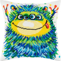 Tapestry Needlepoint pillow kit "Monster" DIY Printed canvas - DIY-craftkits