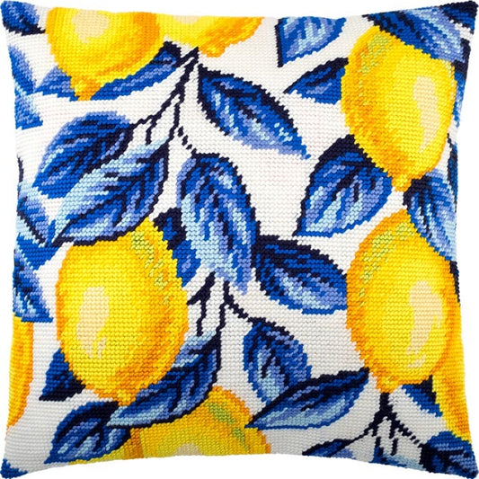 Tapestry Needlepoint pillow kit "Lemons" DIY Printed canvas - DIY-craftkits