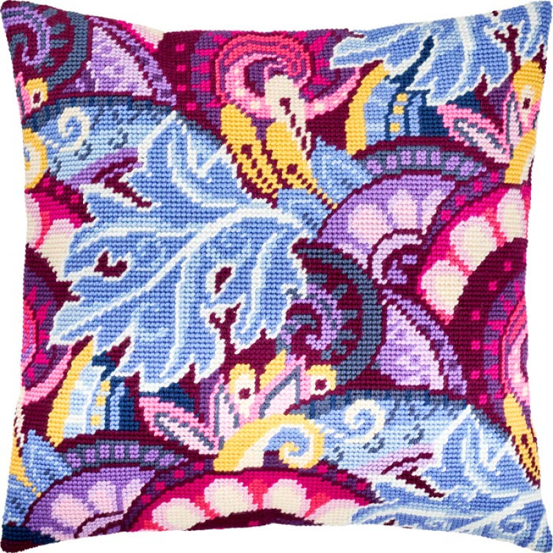 Tapestry Needlepoint pillow kit "Purple fairy tale" DIY Printed canvas - DIY-craftkits