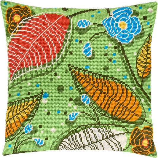 Tapestry Needlepoint pillow kit "Greenery" DIY Printed canvas - DIY-craftkits