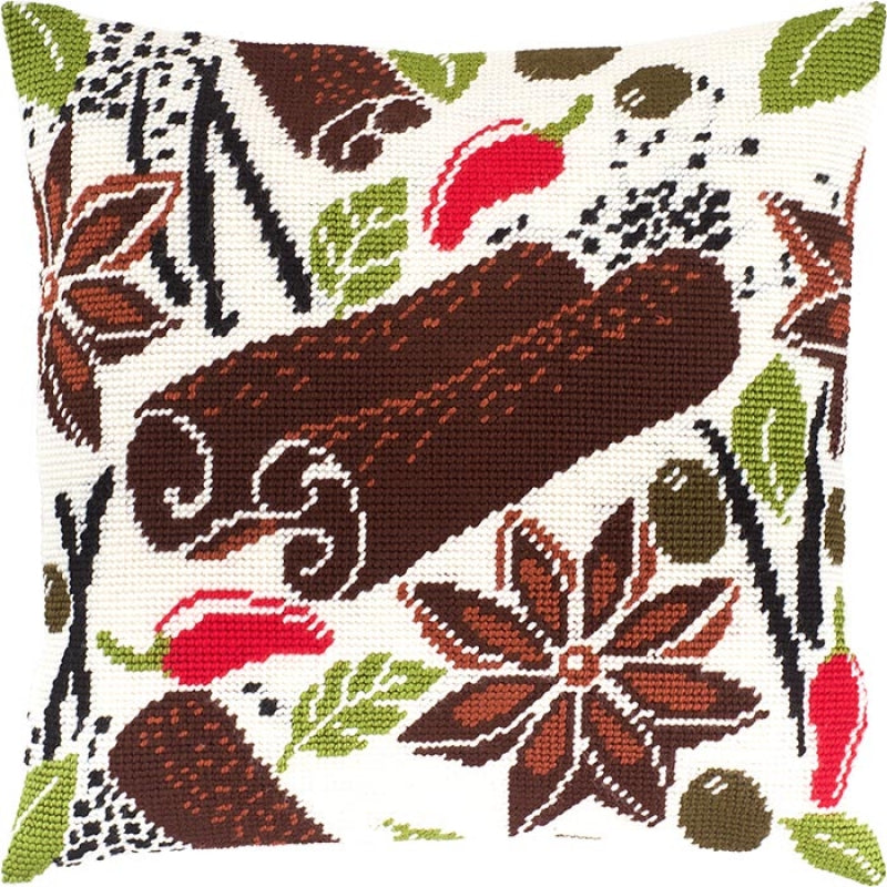 Tapestry Needlepoint pillow kit "Cinnamon" DIY Printed canvas - DIY-craftkits