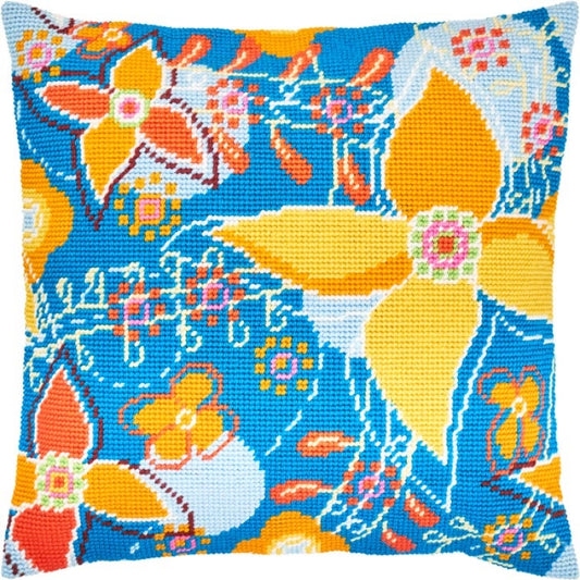 Tapestry Needlepoint pillow kit "Blue field" DIY Printed canvas - DIY-craftkits