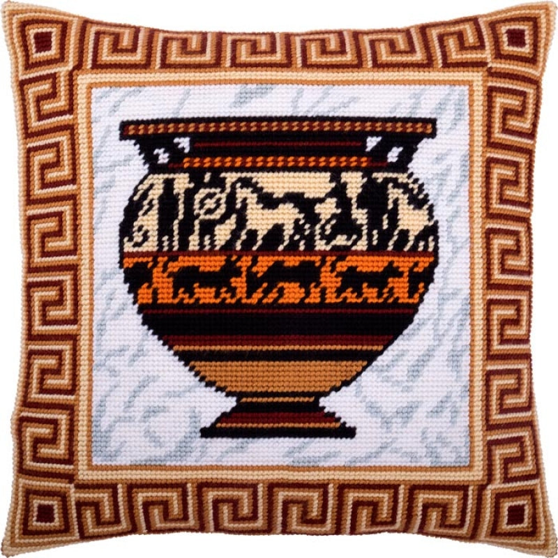 Tapestry Needlepoint pillow kit "Hellas" DIY Printed canvas - DIY-craftkits